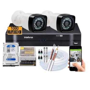 Imagem de Kit Cftv 2 Câmeras Segurança Full Hd 1080p Dvr Intelbras HD 500gb