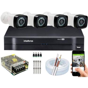 Imagem de Kit Cftv 4 Cameras Segurança Hd Dvr Intelbras MHDX S/ HD