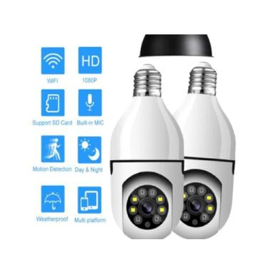 Imagem de Kit 2 Câmera de Segurança Inteligente Wireless para bocal de Lâmpada -