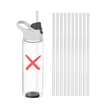 Imagem de Kit 10 Canudos De Plástico Transparente Para Garrafa Squeeze Academia 