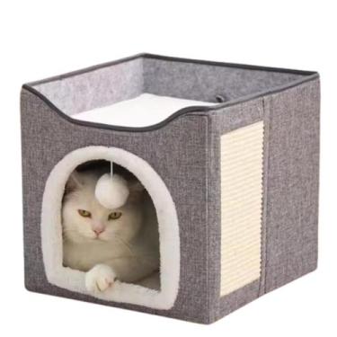 Imagem de Casinha Cama Dobrável Portátil Arranhador Bolinha Cães Gatos - Pet For
