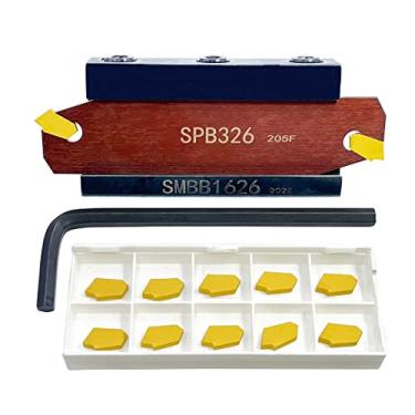 Imagem de ASZLBYM Ferramentas de torneamento de torno com fenda SPB26-3, torno de inserção de corte CNC SPB ferramenta de corte de ranhura com 12 peças de inserções de carboneto SP300 e 1 peça de placa de