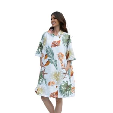 Imagem de NUBURGREY Toalha para troca de poncho de surfe, roupão de banho de secagem rápida com bolso, tecido felpudo plus size, toalha de natação, homens e mulheres, poncho com capuz
