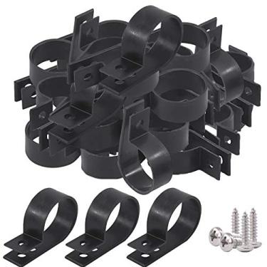 Imagem de Glarks 60Pcs 1 Inch Black Nylon Screw Mounting R-Type Cable Clip Wire Clamp com 60Pcs Parafusos para Fio, Cabo, Conduíte e Kit de Conduíte de Cabo (Preto)