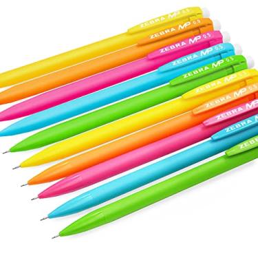 Imagem de Zebra Lapiseira MP - ponta fina de 0,5 mm - grafite grafite - conjunto de 10 neon