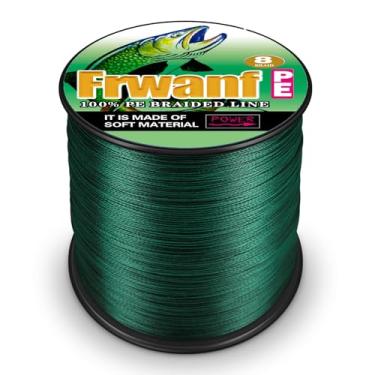 Imagem de FRWANF Linha de pesca trançada de 8 fios - sem desbotamento - elasticidade zero - baixa memória, 0,1-1 mm/2,7-136 kg/100-2000 m pesca marítima, pesca lago, pesca de rio, água salgada, linha de pesca de fibra UHMWPE 50-109 metros