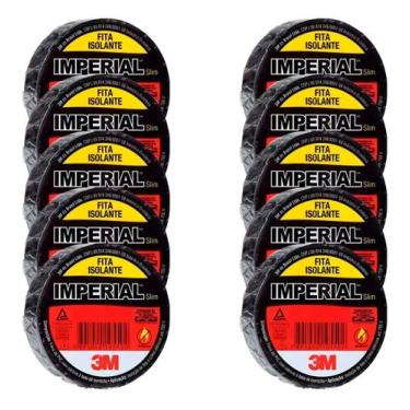 Imagem de 3m Fita Isolante Imperial 10m X 18mm Preta Kit 10 Rolos