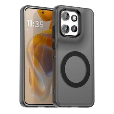 Imagem de Capa compatível com Motorola Edge 50 Neo 5G, suporta carregamento sem fio, capa magnética à prova de choque, compatível com Motorola Edge 50 Neo 5G capa preta