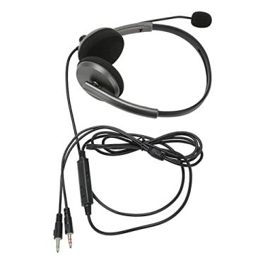 Imagem de Fone de ouvido para call center, plug and play, fone de ouvido para telefone de computador de alta sensibilidade, faixa ajustável leve para curso on-line para negócios (duplo 3,5 mm)