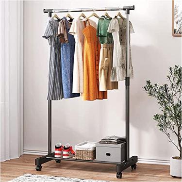 Imagem de Suporte para roupas com rodas, suporte de roupas com sapateira, aplique no quarto, sala de estar, suporte fácil de montar, varão para decoração de quarto A