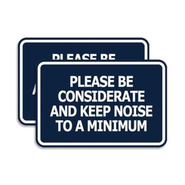 Imagem de Signs ByLITA Moldura clássica, Please Be Considerate and Keep Noise to a Minimum Sign (azul marinho/branco) - Pacote grande com 2