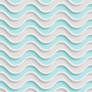 Imagem de Papel de Parede Adesivo Linha Ondulada Ondulação Branco e Azul Efeito 