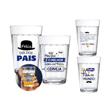Imagem de Kit 2 Copos Americanos Personalizado Dia Dos Pais 190ml Vidro Personalizado Lembrancinha Criativa (Flork)