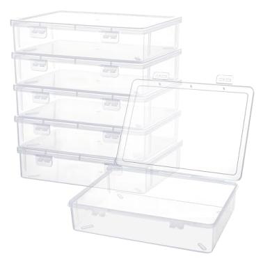 Imagem de Ganydet 6 pacotes de recipientes de caixa de plástico transparente, organizadores de artesanato e armazenamento com tampas, caixas de giz de cera caixas de lápis de plástico para miçangas, peças de