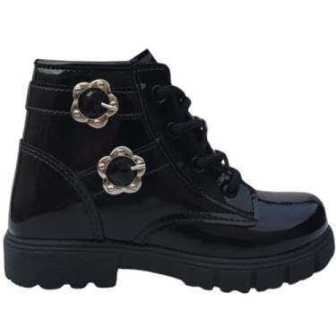 Imagem de Botinha Coturno Feminino Infantil Tratorada Confortável Premium (Botinha Infantil Verniz Preto, BR, Criança de 1 a 3 anos, Numérico, 20)