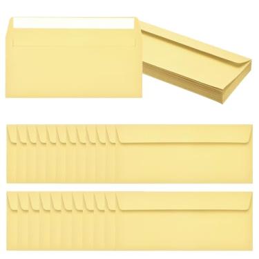 Imagem de PATIKIL Pacote com 24 envelopes comerciais amarelo claro nº 10, envelopes coloridos autoselados tamanho carta para convites de escritório de correspondência, 10 x 23 cm