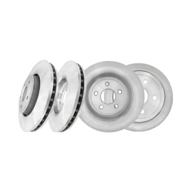 Imagem de PM Auto Conjunto de 4 rotores de freio a disco dianteiro traseiro de substituição para Jeep Commander 2006-2010, Jeep Grand Cherokee 2005-2010, rotores de freio de substituição automotiva