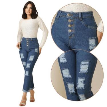 Imagem de Calça Recorte Reto Mom Jeans Boyfriend Casual Moda Feminina - Wild, 36