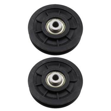 Imagem de TAODAN 2 peças de diâmetro 3,54 polegadas substituição preto silencioso nylon roldanas acessórios equipamentos fitness adequado para sistemas de rolo de porta de garagem guindastes elevadores