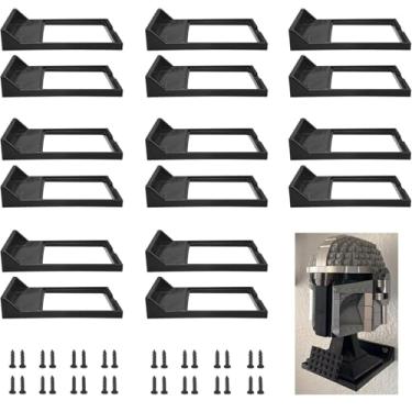 Imagem de 16 Pcs Black Wall Mount Display Stand Fits Lego Helmet, Wall Mount Display Shelf, Compatible with All Standard Lego Helmets, Boba Fett 75277/Tie Fighter Pilot 75274/Stormtrooper 75276
