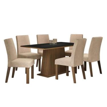 Imagem de Mesa Tampo De Madeira Com 6 Cadeiras Rustic/Preto/imperial - MADESA