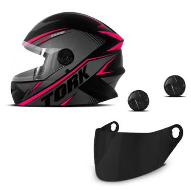 Imagem de Capacete Pro Tork R8 Rosa + Viseira Fumê + Parafuso Tam.56, ROSA, 56