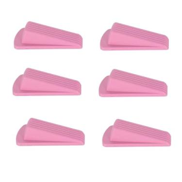 Imagem de TOPINCN 6 Pack Rolhas de Porta, Grosso Flexível Empilhável Porta Pára Heavy Duty Rolhas de Porta para Fundo da Porta, TPR Anti Deformação Porta Cunha para 1.2in Espaçamento Family Office (Róseo)