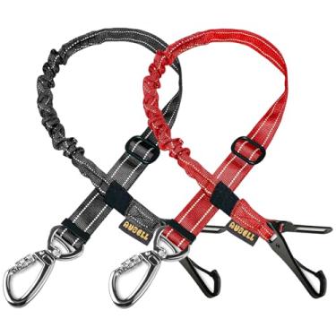 Imagem de AUBELL Cinto de segurança para carro, pacote com 2, conjunto 3 em 1 ajustável, elástico reflexivo, resistente, arnês para carro, com trava de clipe e fivela, mosquetão giratório de liga de zinco,