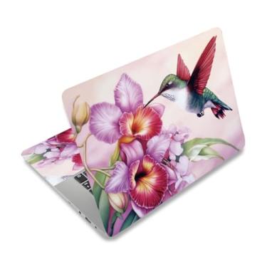 Imagem de PLIGREAT Adesivo decalque para laptop com flor de beija-flor, rosa para laptops de 30.5 cm, 33.0 cm, 33.8 cm, 35.6 cm, 38.1 cm, 38.1 cm, laptop, universal, removível, protetor de arte, netbook, PC