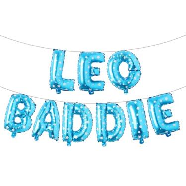 Imagem de Leo Baddie Banner de Balão, Grande Leão Energia/Leão Estação Signo, 12 Constelações Zodíaco Leão Tema Decorações de Festa de Aniversário para Meninos e Meninas - Multicolorido (LEO BADDIE Blue Star)