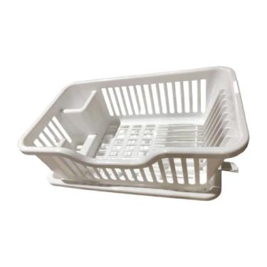 Imagem de Fxzqgnh Escorredor de Pratos Multifuncional, Escorredor de Utensílios de Cozinha, Prateleira para Armazenamento de Talheres para Jantar, Branco, Tamanho real