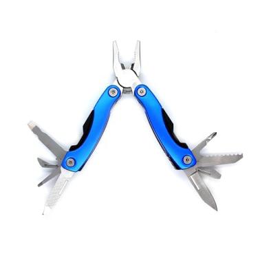 Imagem de Alicate Canivete Suíço Multifuncional de Bolso, 12 funções, Retrátil, Aço Inoxidável, com Estojo (Azul)