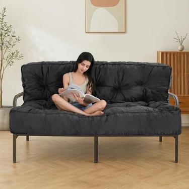Imagem de MAXYOYO Colchão Futon de 20,3 cm, tamanho casal, futons extragrosso, sofá-cama para adultos, colchão de veludo com enchimento de espuma desfiada (moldura não incluída)