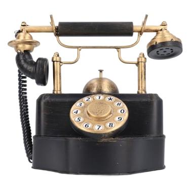 Imagem de Modelo de telefone antigo Vintage Retro Iron Rotative Dial Telefone Não funcional peça central decorativa para o Home Cafe Bar Hotel Decor 28x22x17.5cm 856g