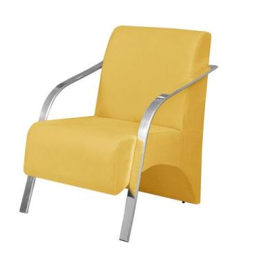 Imagem de Poltrona Vênus 1 Lugar Braço Alumínio D Salla Suede, Amarelo