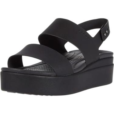 Imagem de Sandália Crocs Brooklyn Look azul anabela para mulheres 206453-46K, Black/Black, 7