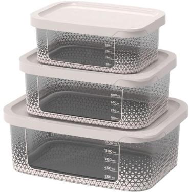 Imagem de Kit 3 Potes Para Alimentos Transp. Retangular P/M/G C/ Tampa - Potte