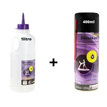 Imagem de Silicone Lubrificante Esteira 1 Litro + Spray Academia 400ML - SILICON