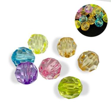 Imagem de Missanga bola sextavada passante 8mm acrílico diversão infantil crie e