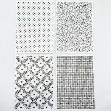 Imagem de 4 peças de plástico 3D molde de pasta de relevo pontilhado textura de videiras 5 x 7 polegadas para fazer cartões, faça você mesmo, scrapbooking, papel, artesanato, artesanato, scrapbook, artes
