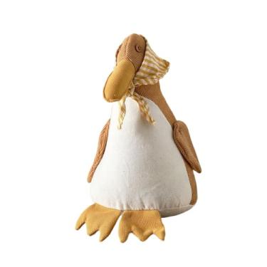 Imagem de Fenteer Batente de porta decorativo de tecido, protetor de piso de parede em tecido macio em formato de pato, batente de porta interno resistente, de de, Marrom