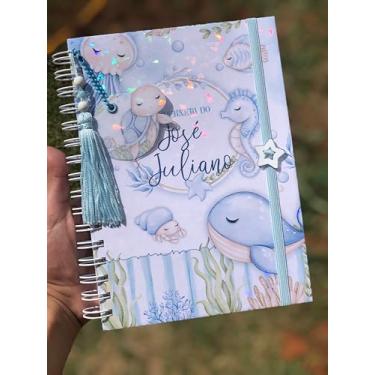 Imagem de Caderneta de Saúde Infantil Personalizada A5 | SUS Atualizado | Capa Dura | Tema Fundo do Mar Menino