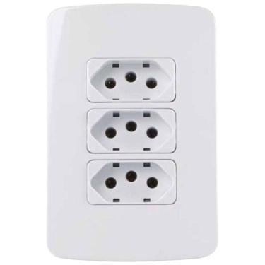 Imagem de Tomada Tripla Placa 3 Módulos 10A 2P+T Margirius Linha B3