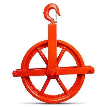 Imagem de Andaime Roda de polia de elevação de ferro fundido de 30,5 cm, carga de trabalho de até 453 kg, levantamento ou abaixamento, polias de bloco de gim para elevação (vermelha)