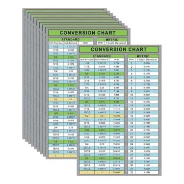 Imagem de oshhni 20 peças de adesivos de tabela de conversão de polegadas para milímetros, guia de referência rápida, folha de dicas de medição, decalques para