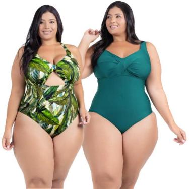 Imagem de Kit Maiô Plus Size Chapa Barriga Liso Estampado Com Bojo - HYPE MODAS,