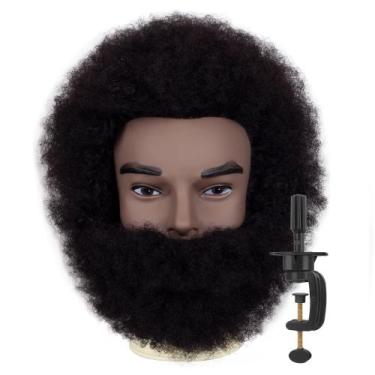 Imagem de Cabeça de manequim DIRUISI 6Afro Male com barba 100% cabelo humano
