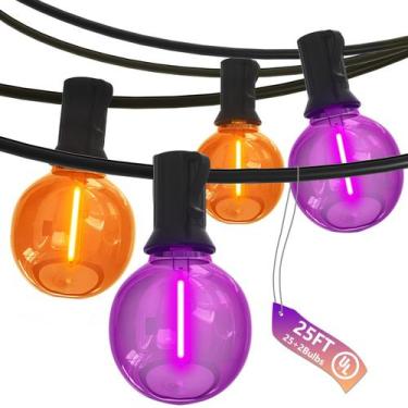 Imagem de Luzes de corda SUNSGNE G40 LED de 25 pés com 27, laranja transparente,