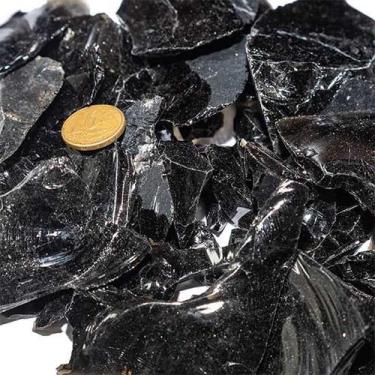 Imagem de Cascalho Bruto de Obsidiana Negra Natural 5 Kg - Retalhos de Pedra par