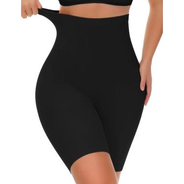 Imagem de Shorts de cintura alta Shapewear Yeblues Tummy Control pretos 3GG